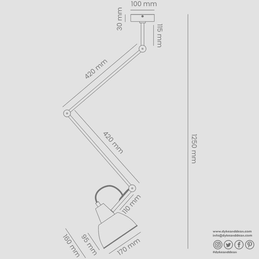 AIDA WALL AND CEILING ADJUSTABLE ARM LIGHT SHADE RED WINE - DYKE & DEAN