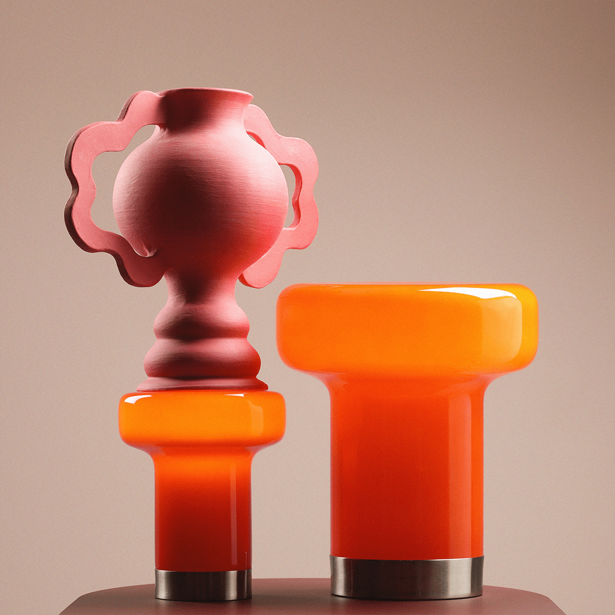 BONBON GLASS TABLE LIGHT ORANGE SMALL - DYKE & DEAN