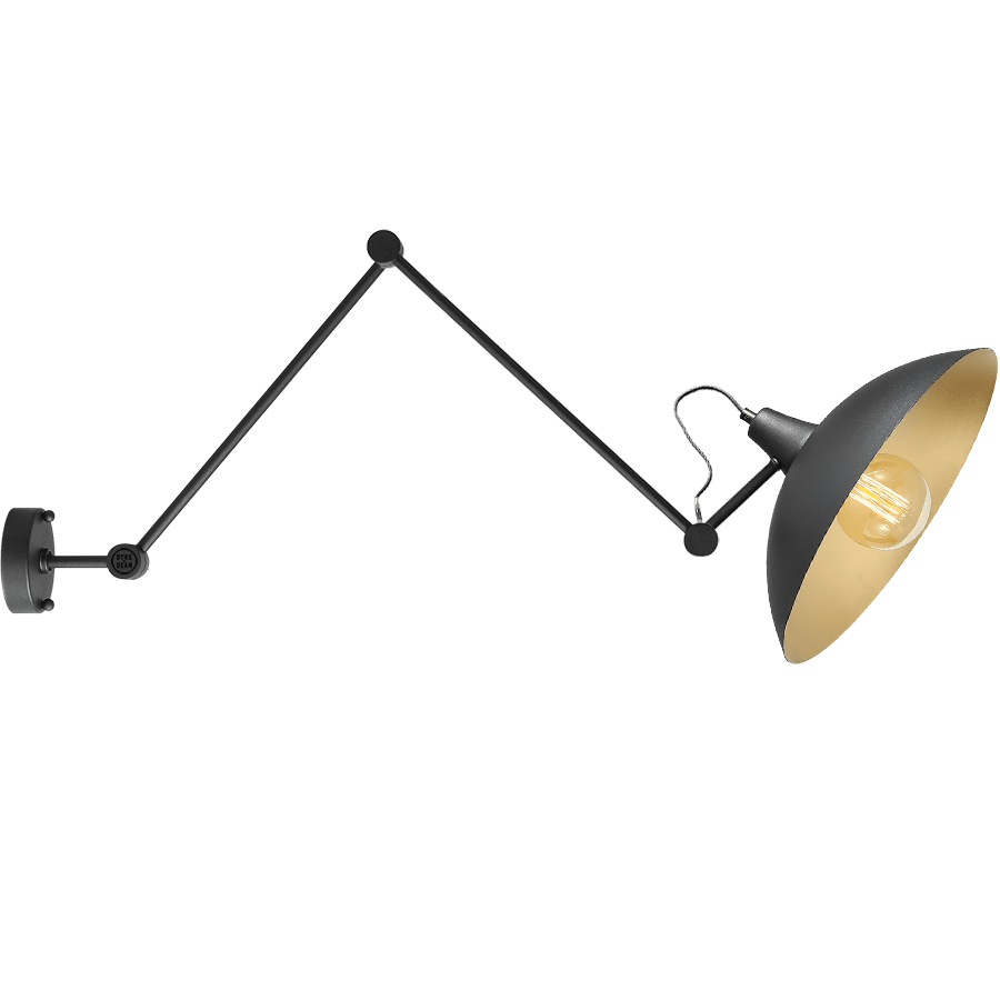 CANTILEVER ADJUSTABLE WALL CEILING LIGHT MELOS BLACK GOLD - DYKE & DEAN