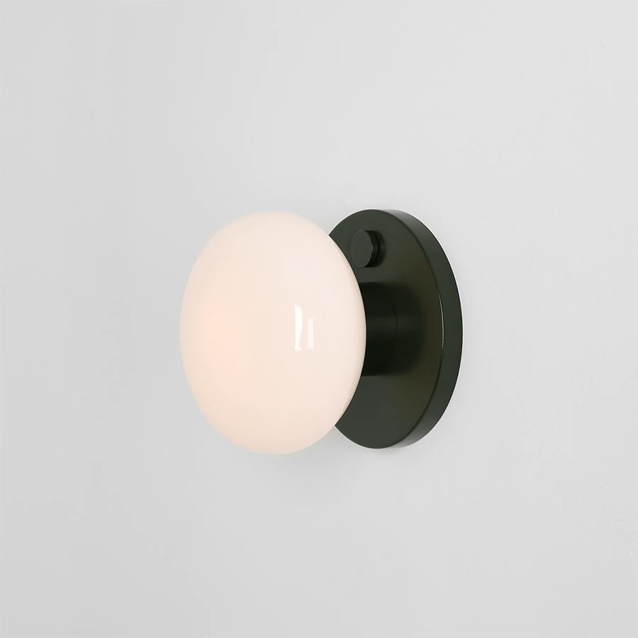 FLO OPAL GLASS ORB SWITCH WALL LIGHT MOSS GREEN - DYKE & DEAN