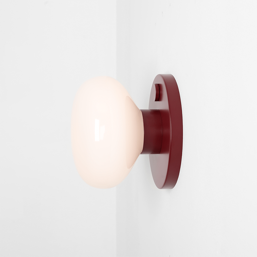 FLO OPAL GLASS ORB SWITCH WALL LIGHT RUBY RED - DYKE & DEAN