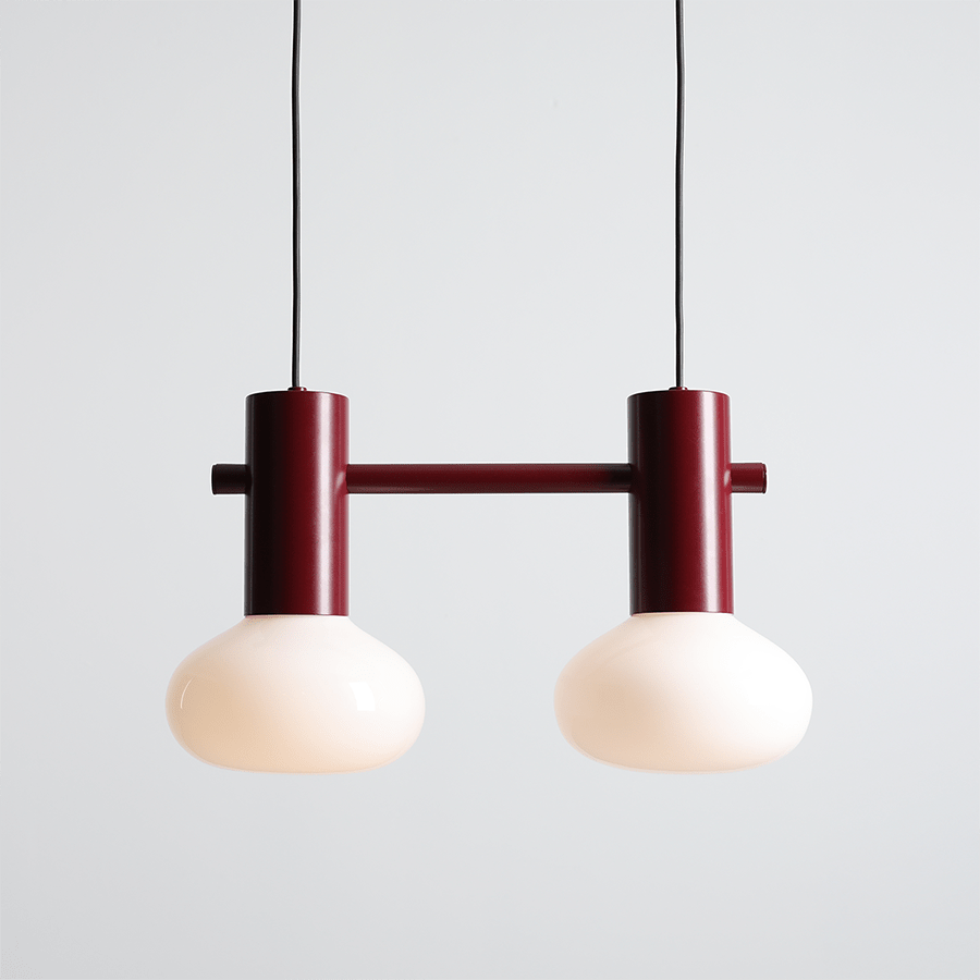 FLO SUSPENSION PENDANT 2 OPAL GLASS LIGHT RUBY RED - DYKE & DEAN