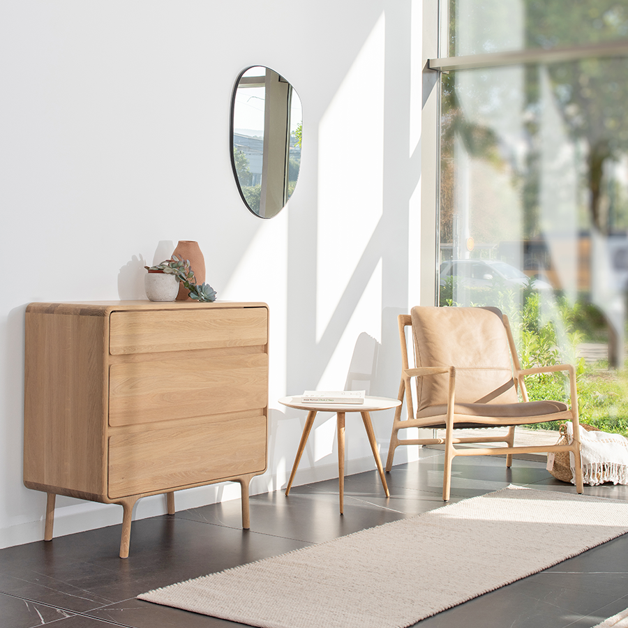 GAZZDA ROUND ARP TABLE WHITE OAK 55CM