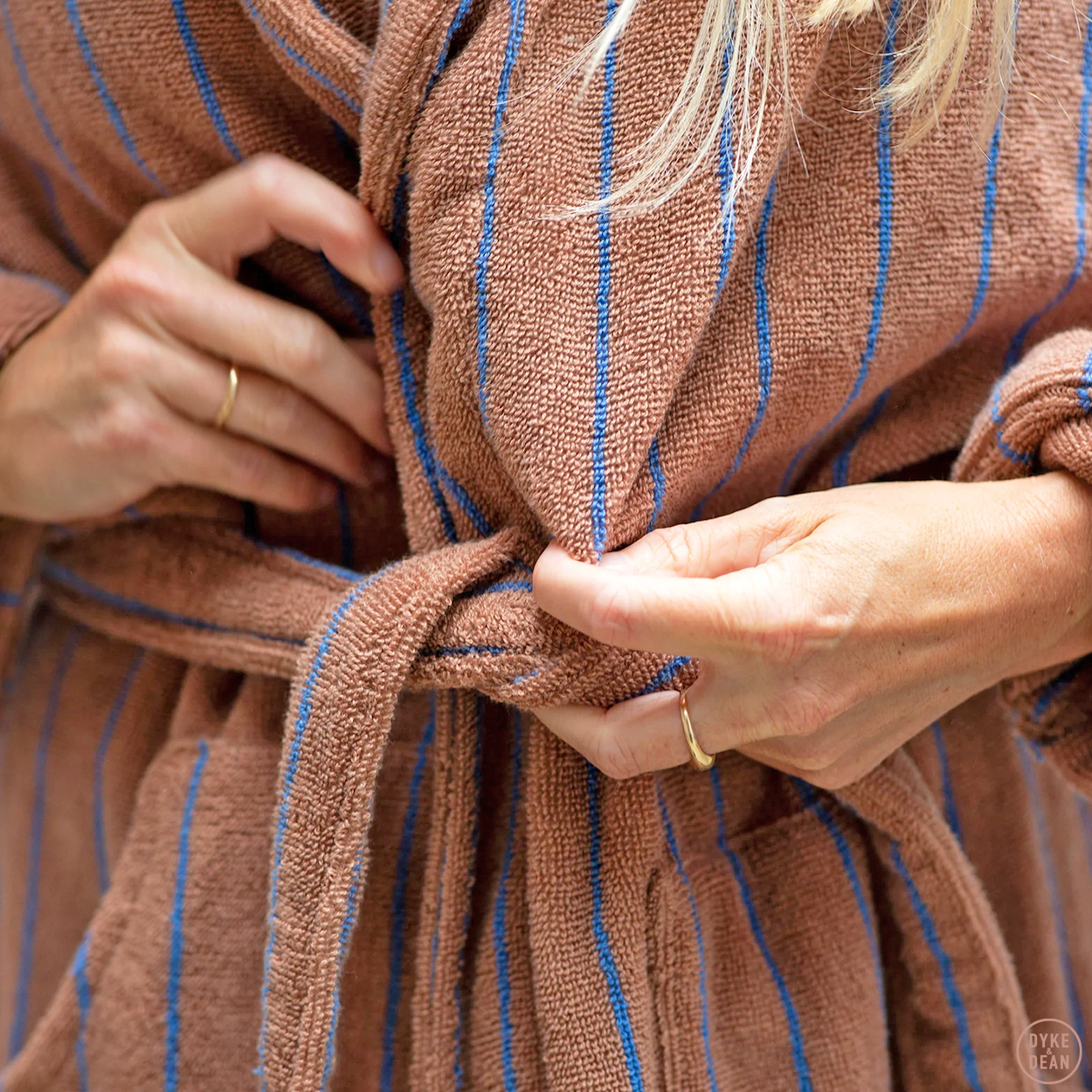 NARAM BATH ROBE CAMEL & ULTRAMARINE BLUE