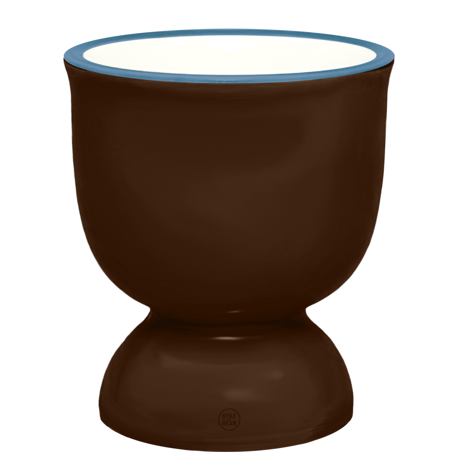 DYKE & DEAN CERAMIC EGG CUP BROWN BLUE RIM