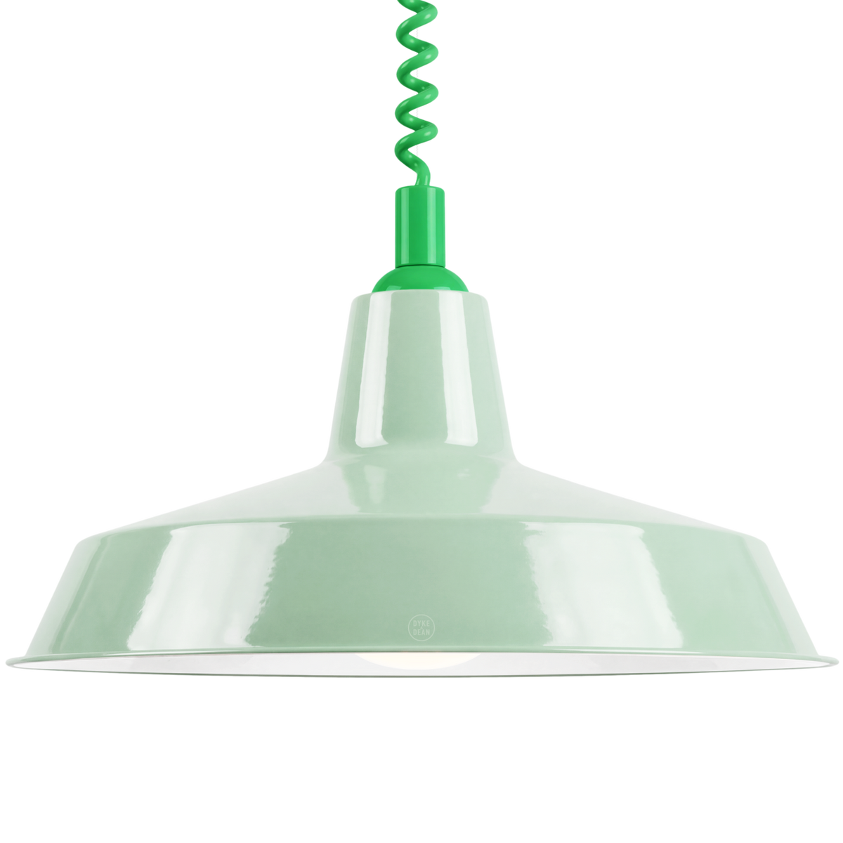 DYKE & DEAN PENDANT LAMPSHADE MINT GREEN WITH RETRACTABLE SPRING