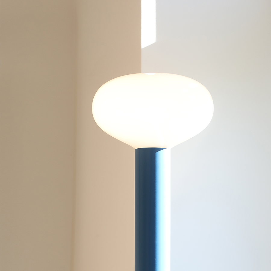 FLO OPAL GLASS ORB FLOOR LIGHT BLUE