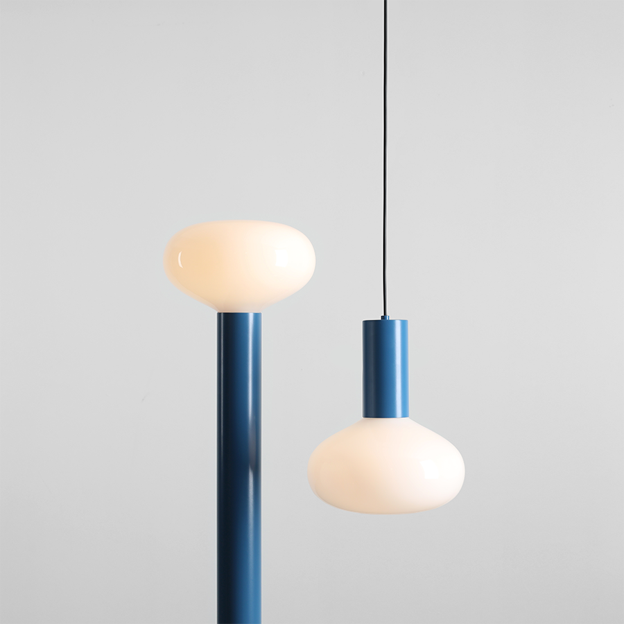 FLO OPAL GLASS ORB FLOOR LIGHT BLUE