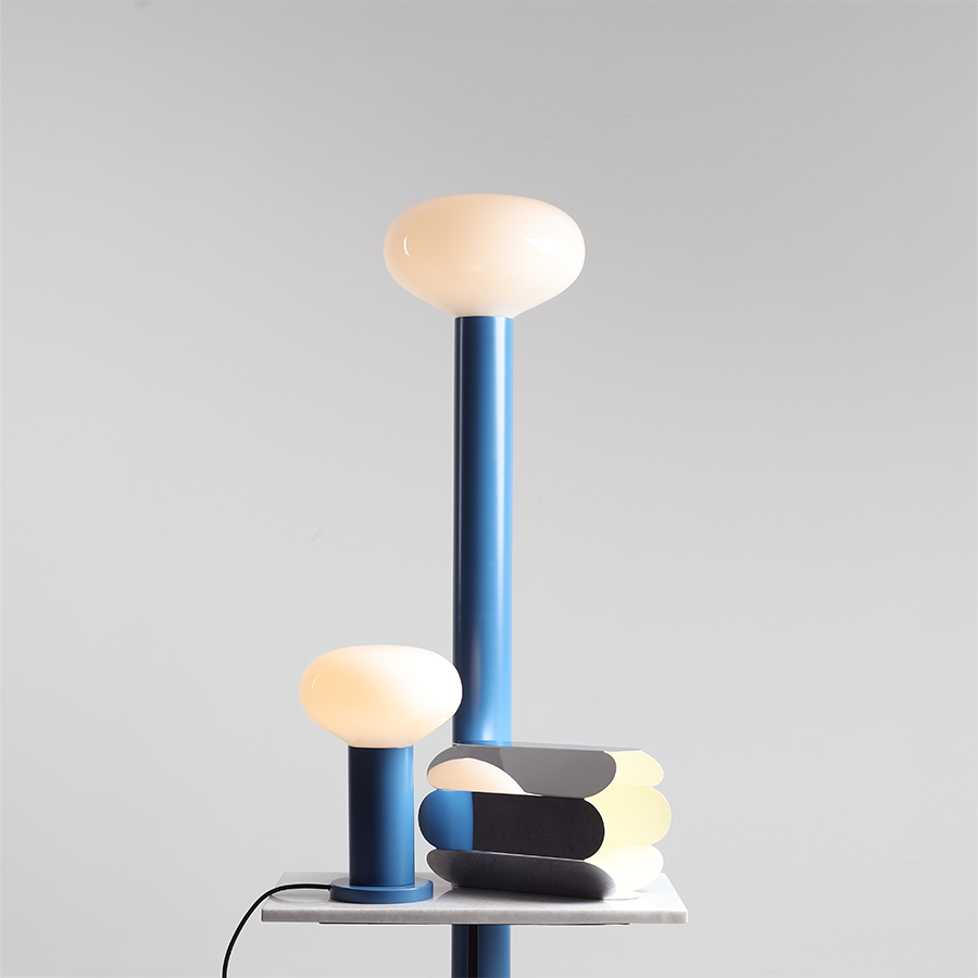 FLO OPAL GLASS ORB LARGE TABLE LIGHT BLUE