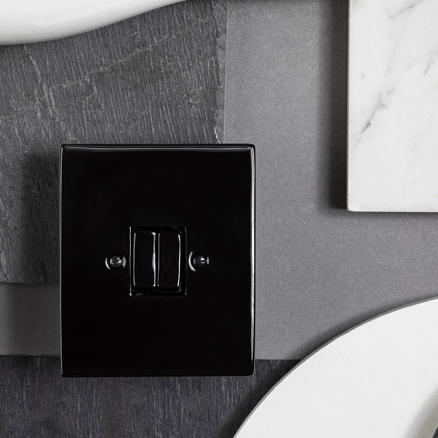 KATY PATY PORCELAIN PLATE WALL LIGHT SWITCH DOUBLE GREY GREEN