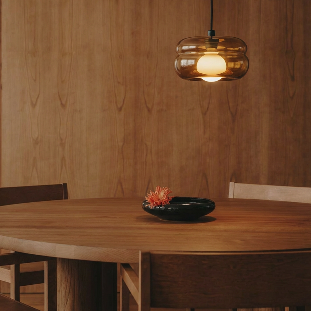 WALNUT ORBIT GLASS GLOBE PENDANT LIGHT