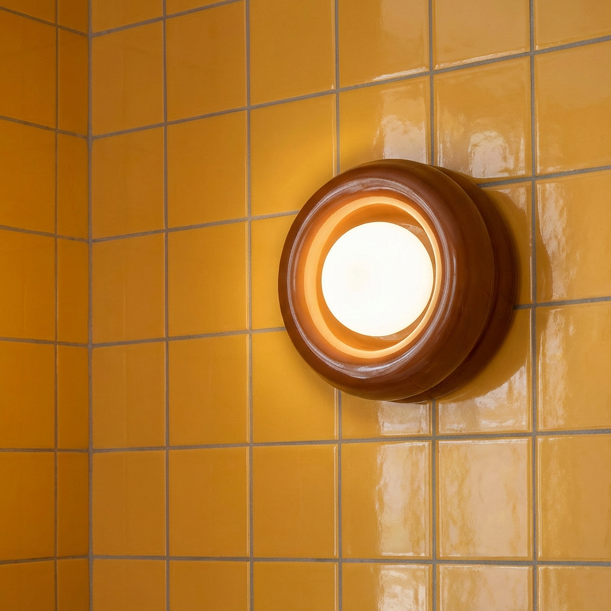 BROWN ORBIT GLASS GLOBE WALL CEILING LIGHT