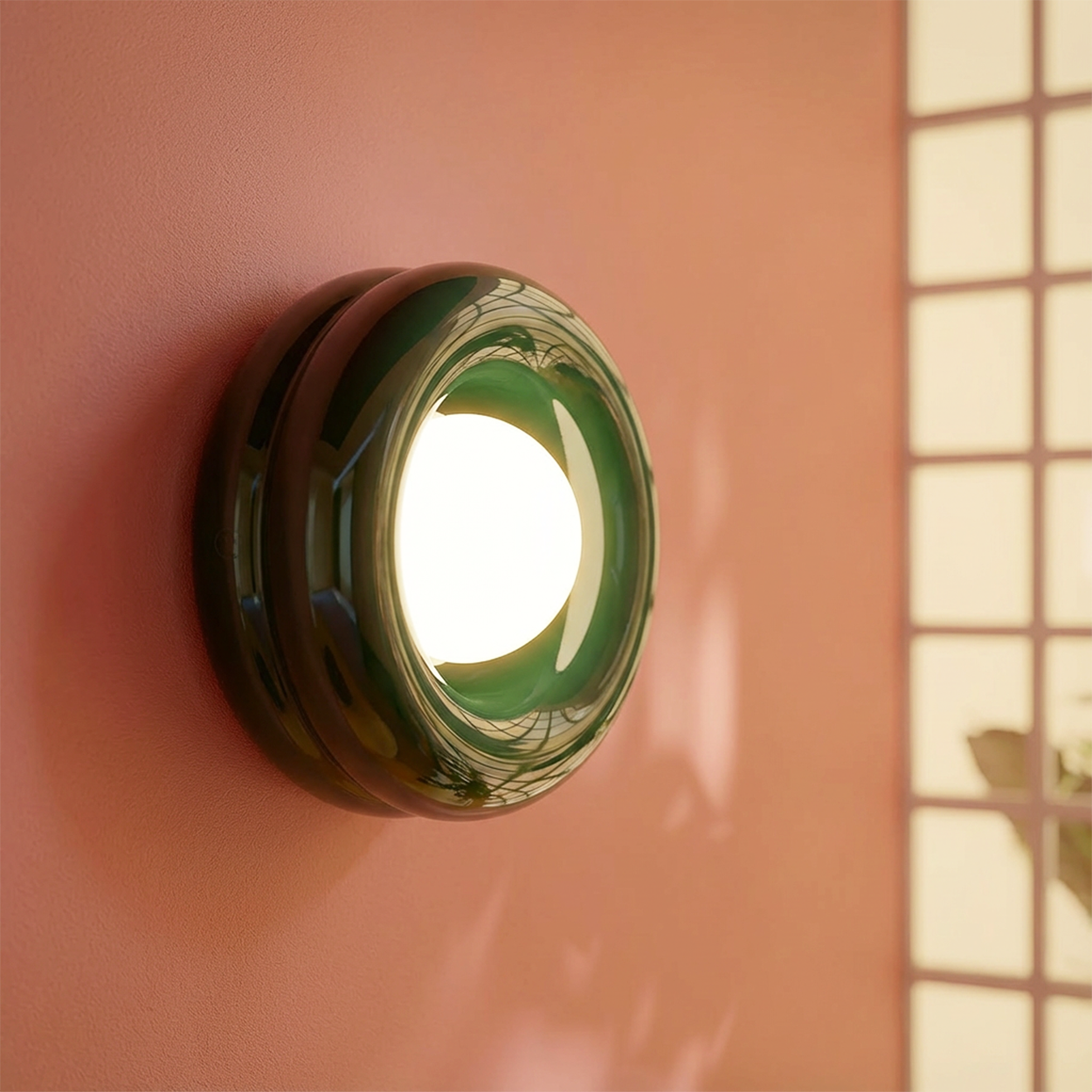 GREEN ORBIT GLASS GLOBE WALL CEILING LIGHT