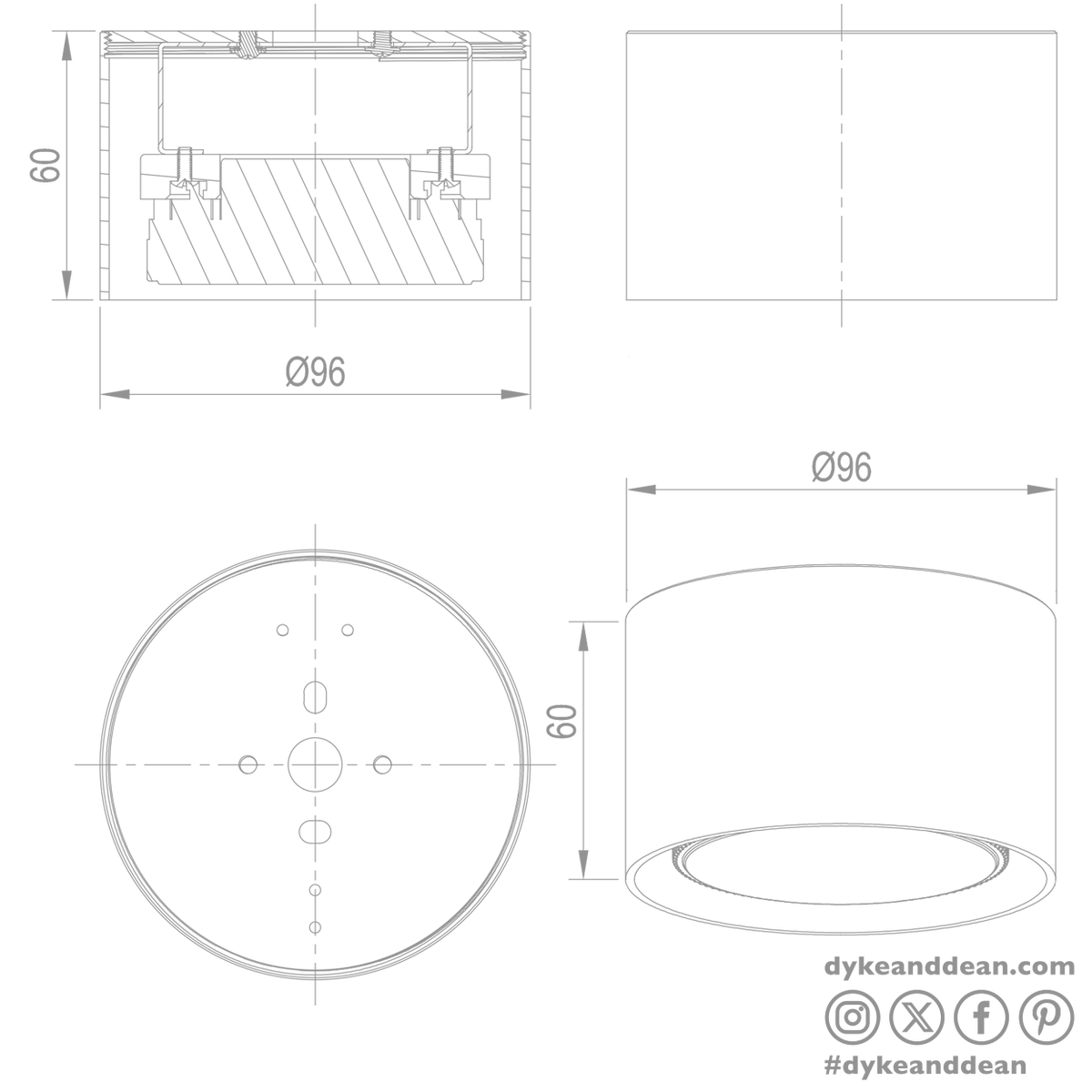 Ceiling puck light gun metal