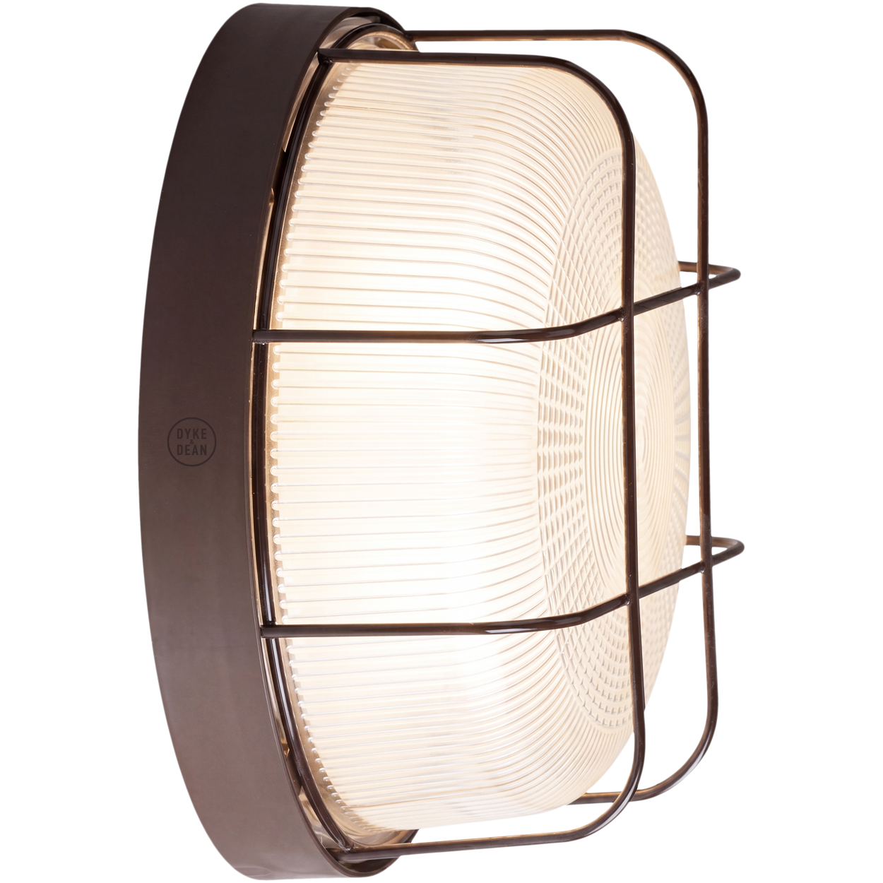 BROWN CAGED INDUSTRIAL ROUND WALL & CEILING BULKHEAD LIGHT