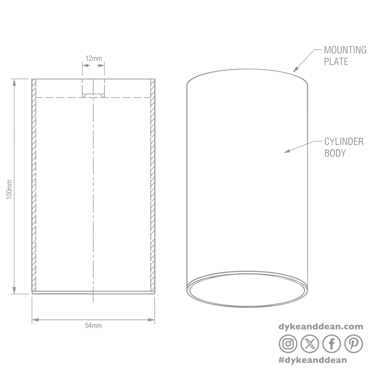 Ceiling cylinder spot lamp brass