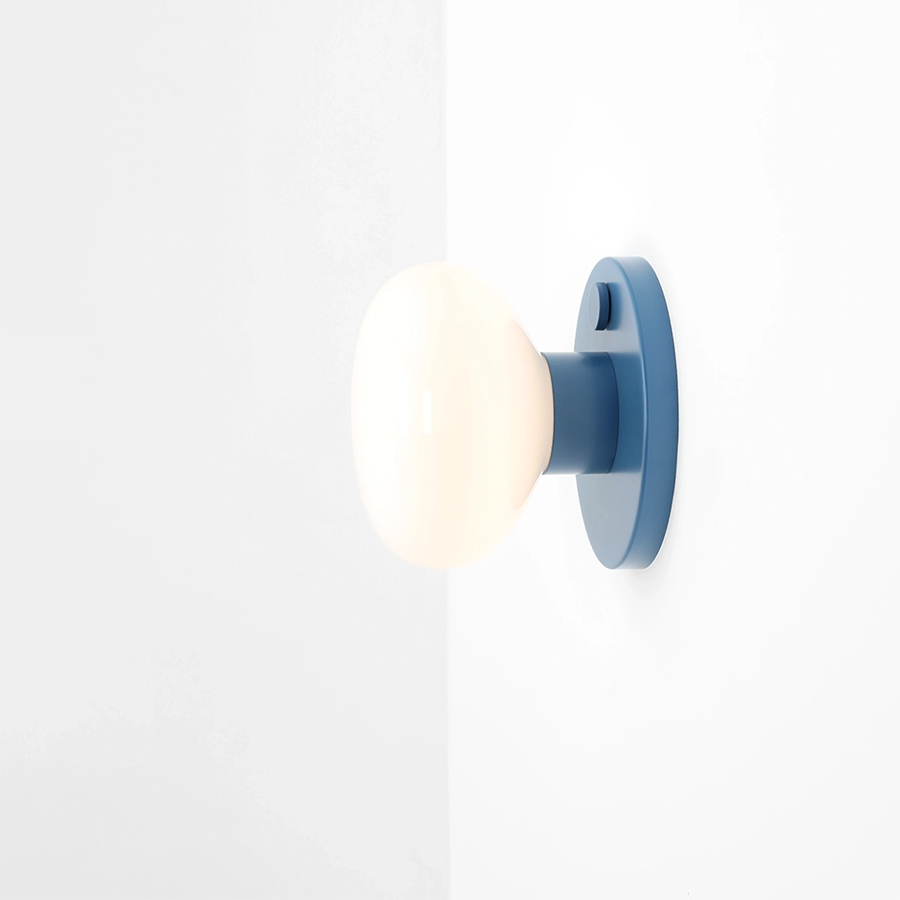 FLO OPAL GLASS ORB WALL LIGHT BLUE