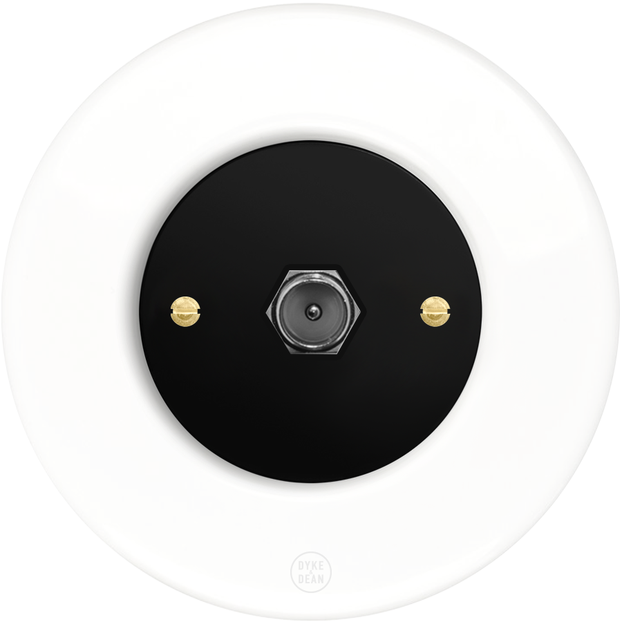 CLASSIC PORCELAIN TV REVERSE DOMINO SOCKET - CLASSIC PORCELAIN WALL SOCKETS - DYKE & DEAN  - Homewares | Lighting | Modern Home Furnishings