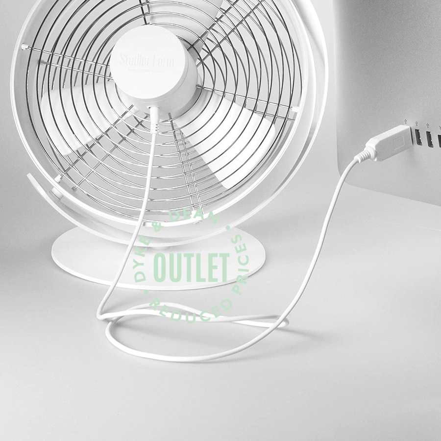 WHITE USB PORTABLE DESK FAN OUTLET