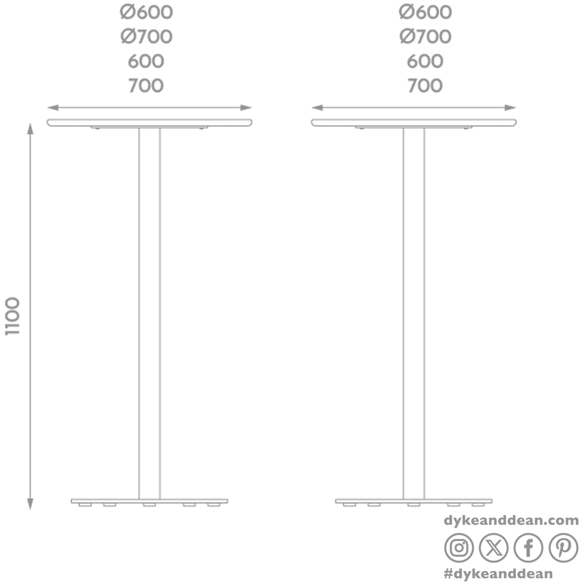 ADICO PLANA ROUND HIGH TABLE STEEL - DYKE & DEAN