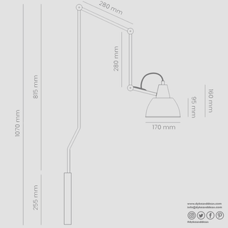 AIDA WALL AND CEILING LONG ADJUSTABLE ARM LIGHT SHADE RED WINE - DYKE & DEAN