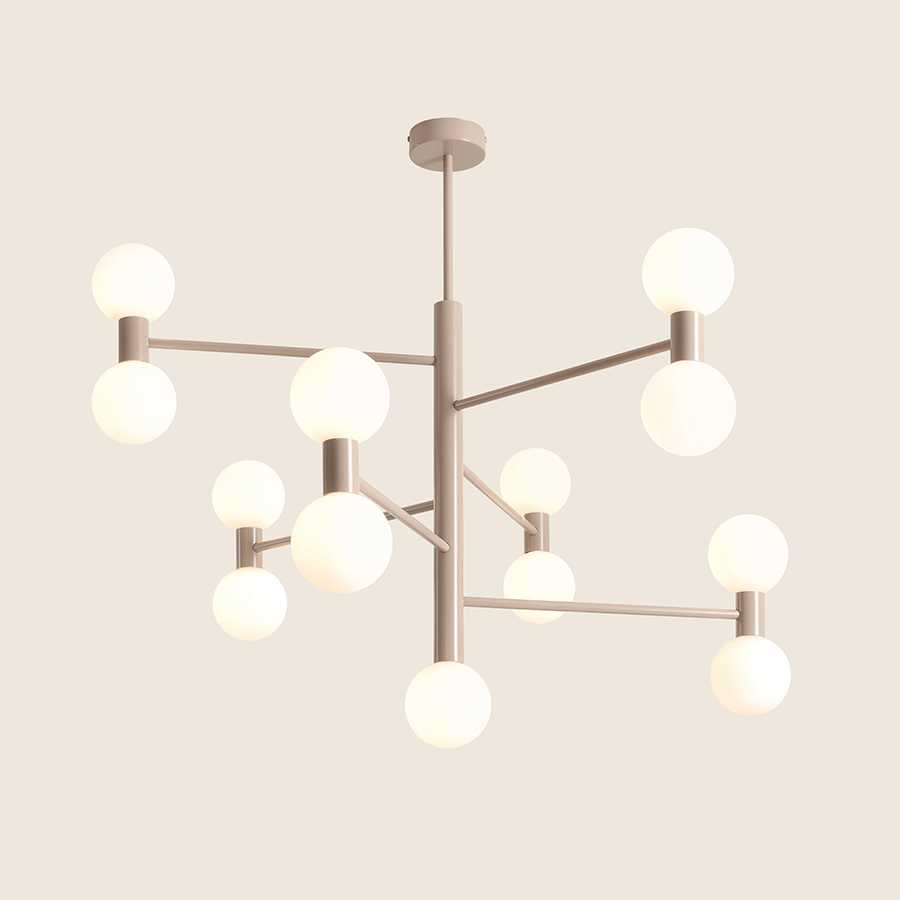 BATON GLOBE FIXED CEILING PENDANT BEIGE 11 LIGHTS - DYKE & DEAN