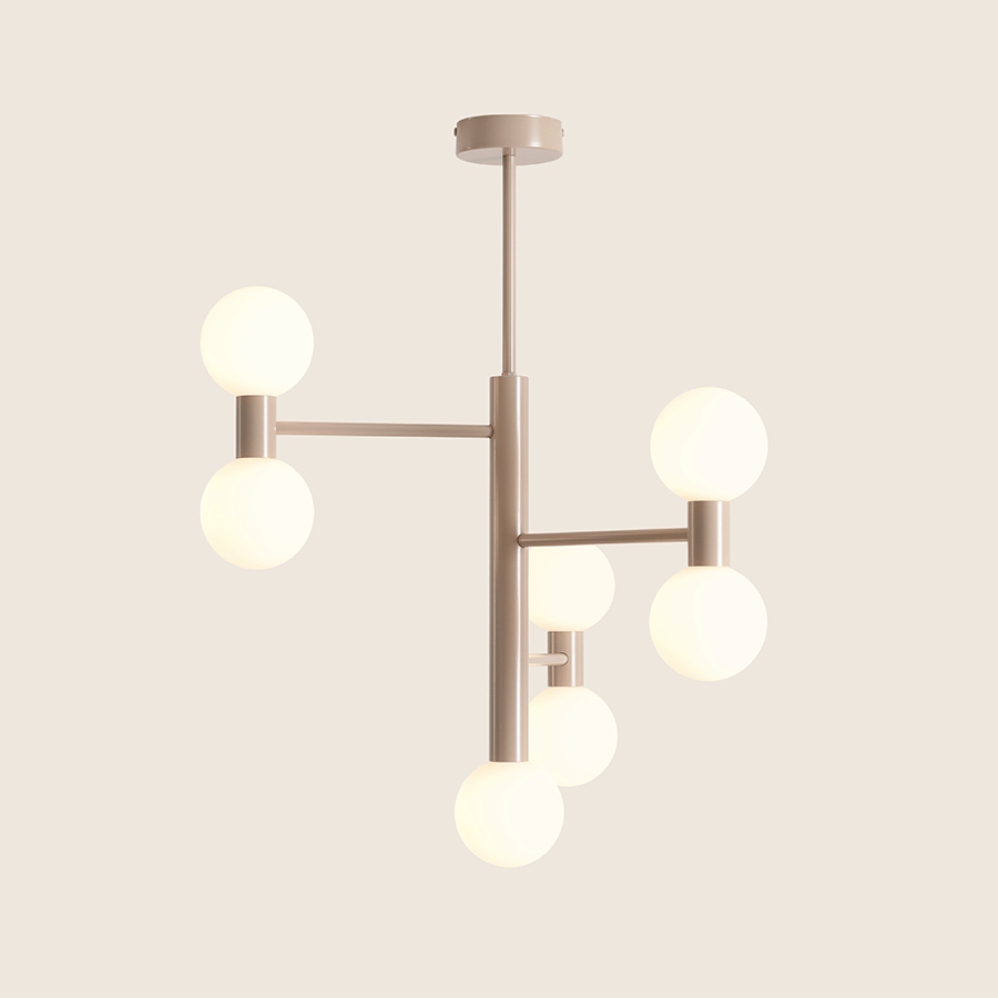 BATON GLOBE FIXED CEILING PENDANT BEIGE 7 LIGHTS - DYKE & DEAN