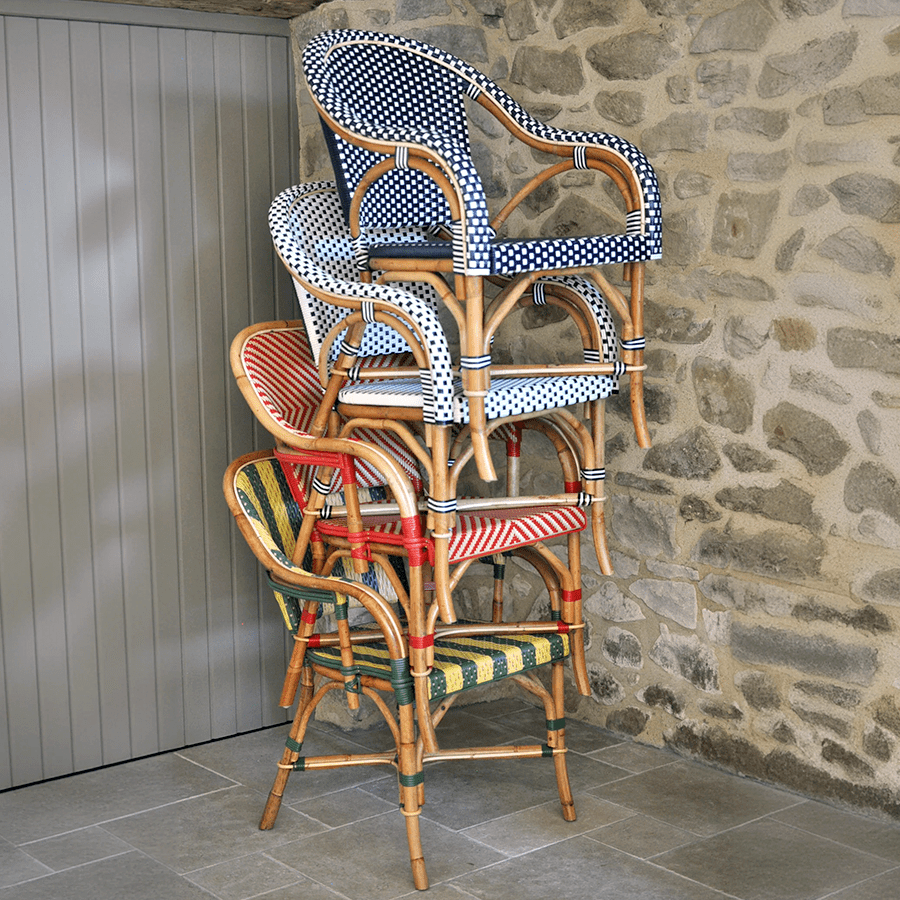 BISTRO RATTAN ARMCHAIR JEWEL RED GOLD - DYKE & DEAN