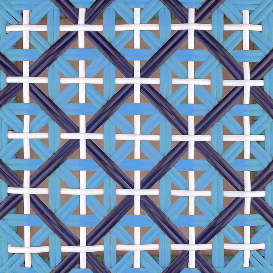 BISTRO RATTAN BAR CHAIR CROSSES SKY BLUES - DYKE & DEAN