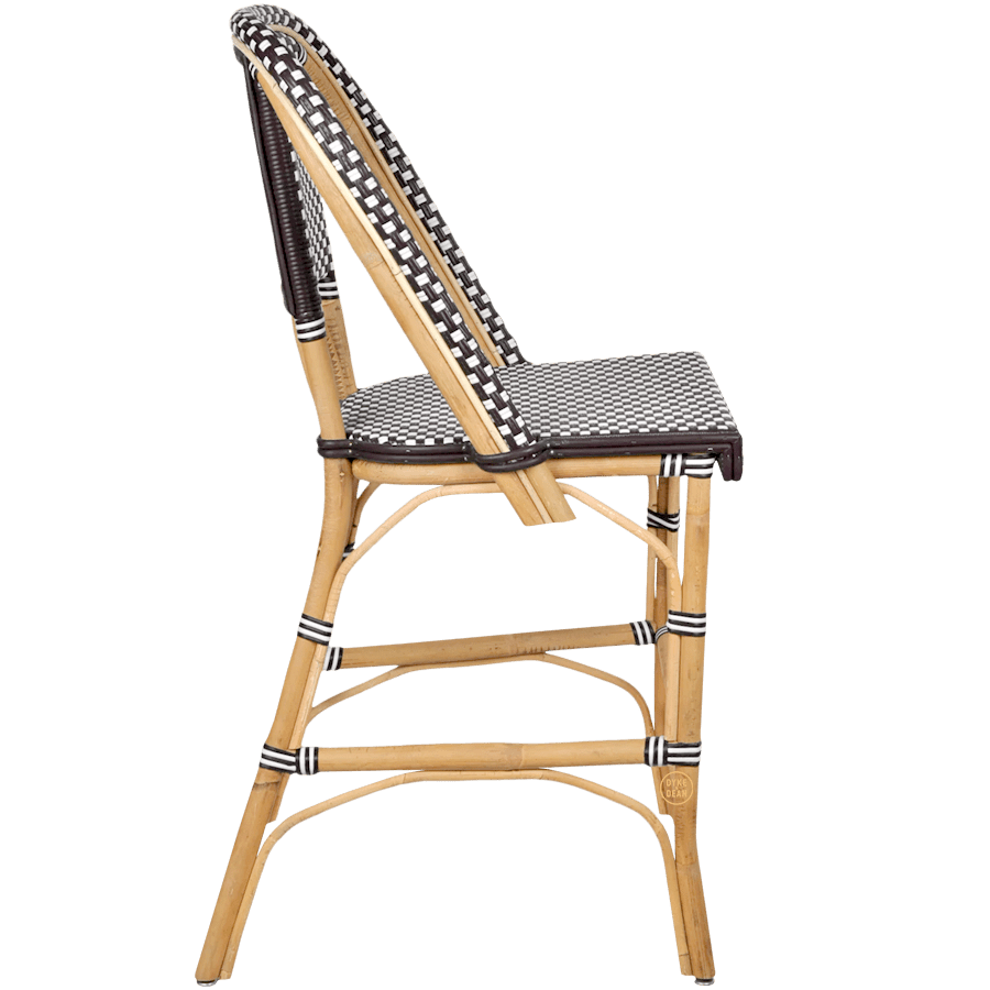 BISTRO RATTAN BAR CHAIR SQUARES BLACK WHITE - DYKE & DEAN