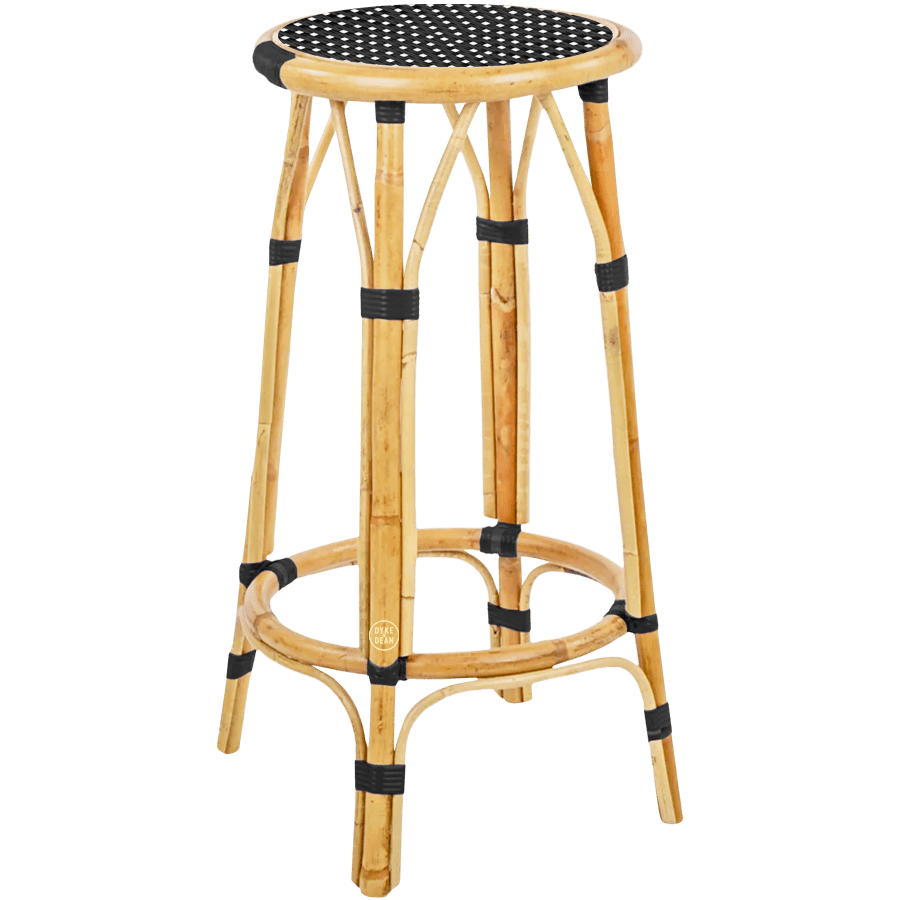 BISTRO RATTAN BAR STOOL SQUARE BLACK WHITE - DYKE & DEAN
