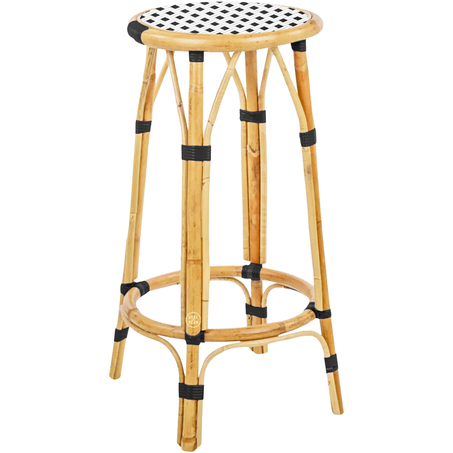 BISTRO RATTAN BAR STOOL SQUARE WHITE BLACK - DYKE & DEAN