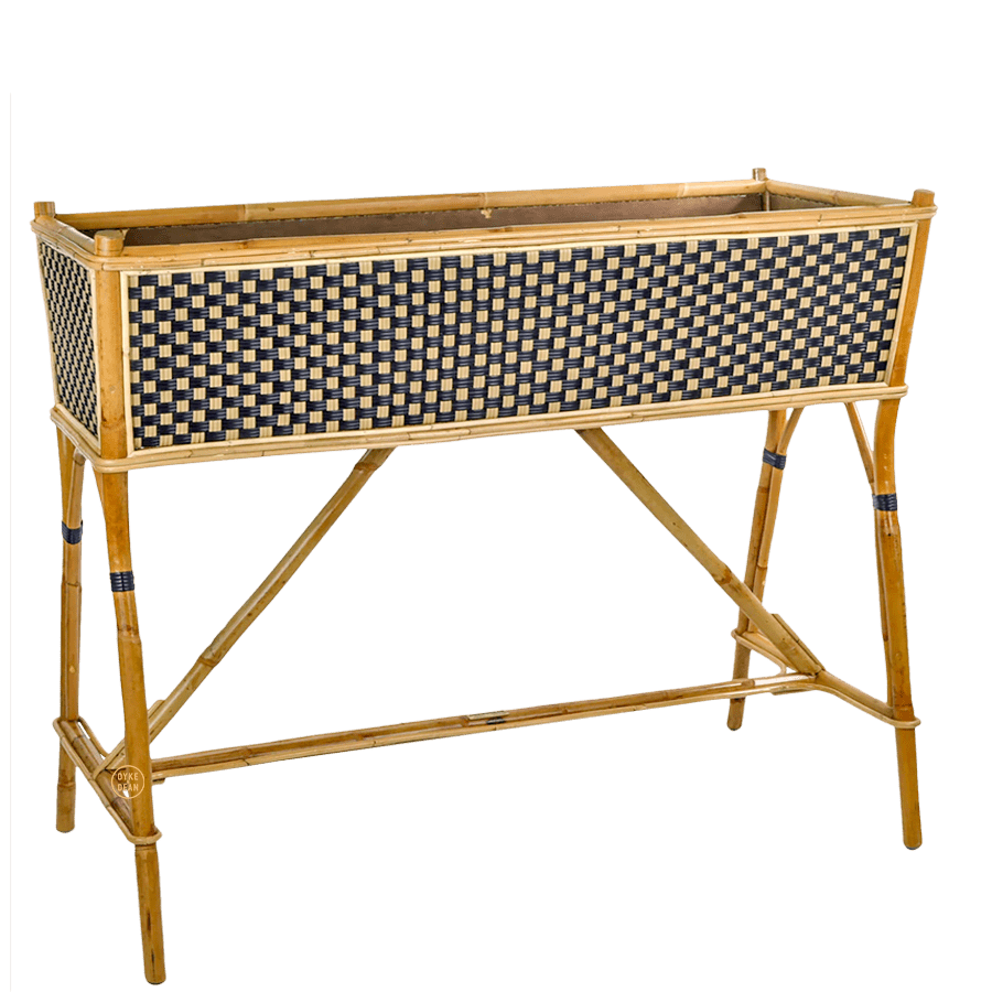 BISTRO RATTAN PLANTER WITH STAND SQUARES BLACK GOLD - DYKE & DEAN