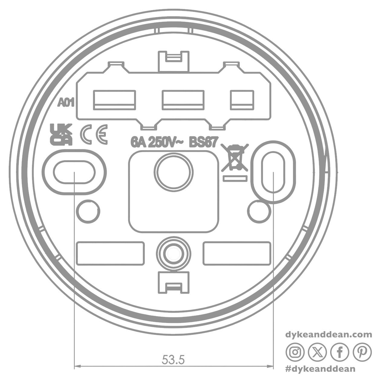 BLACK BAKELITE CEILING ROSE - DYKE & DEAN