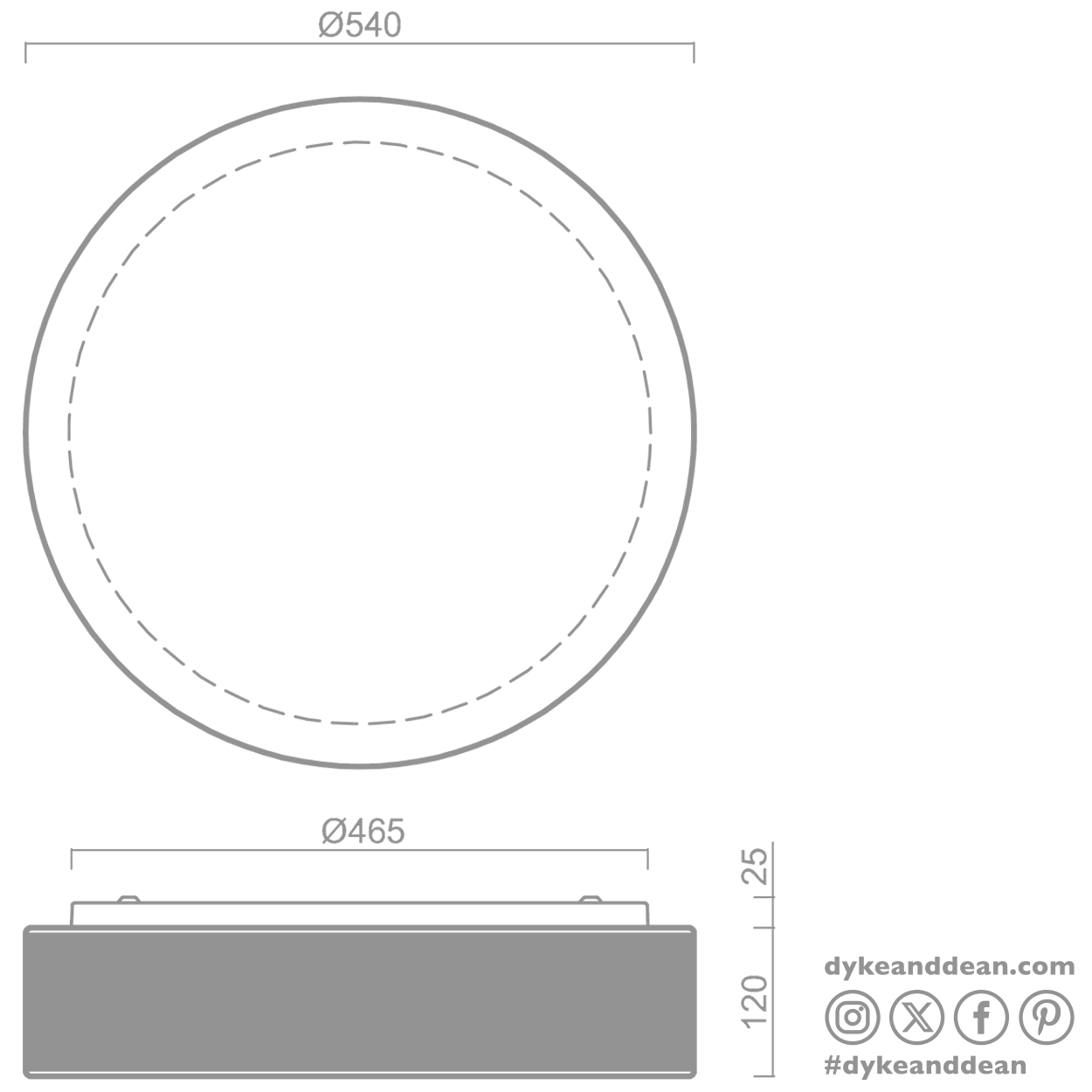 BLACK DISC WALL & CEILING LIGHT 540MM - DYKE & DEAN