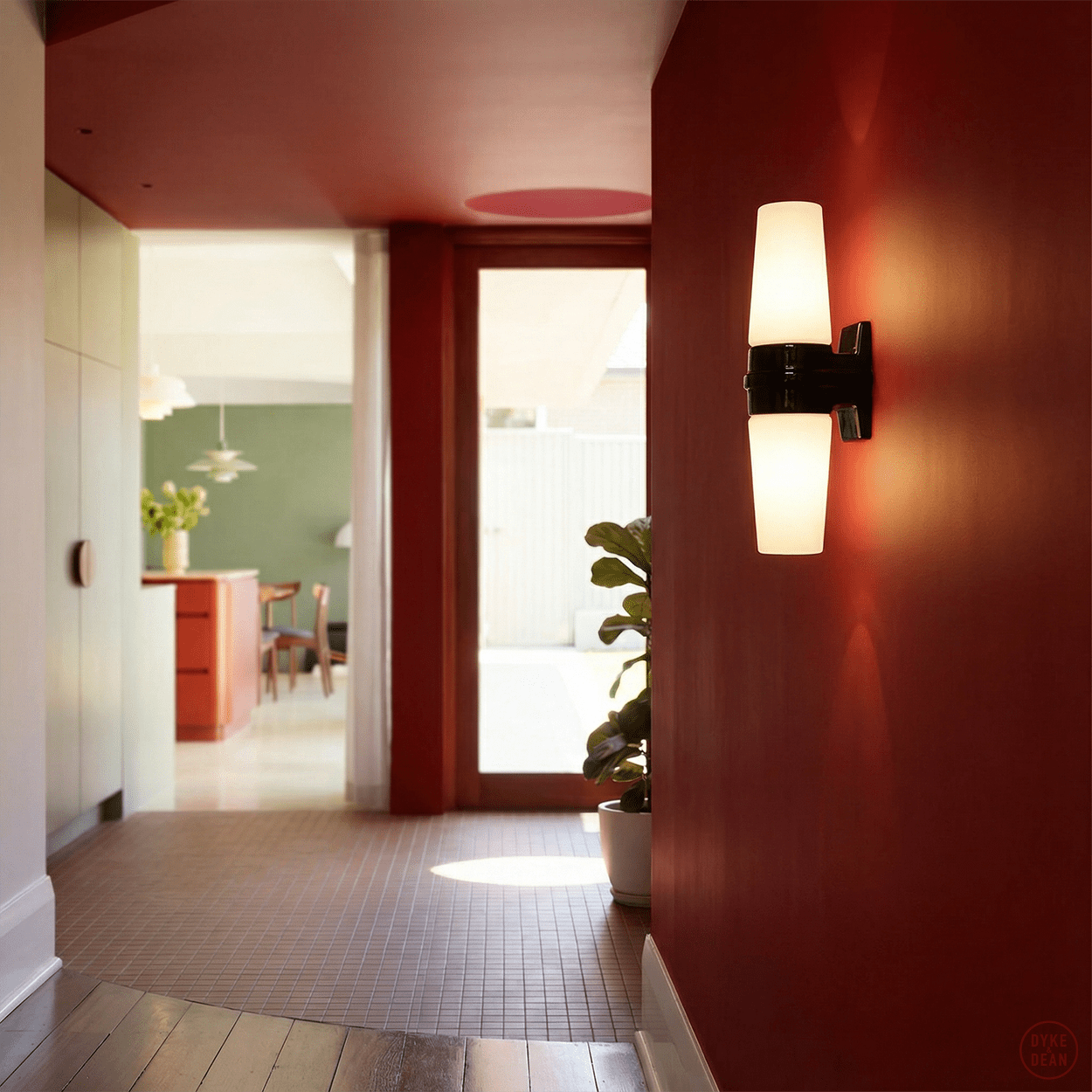 BLACK DOUBLE PORCELAIN WATERPROOF WALL MOUNTED LIGHT - DYKE & DEAN