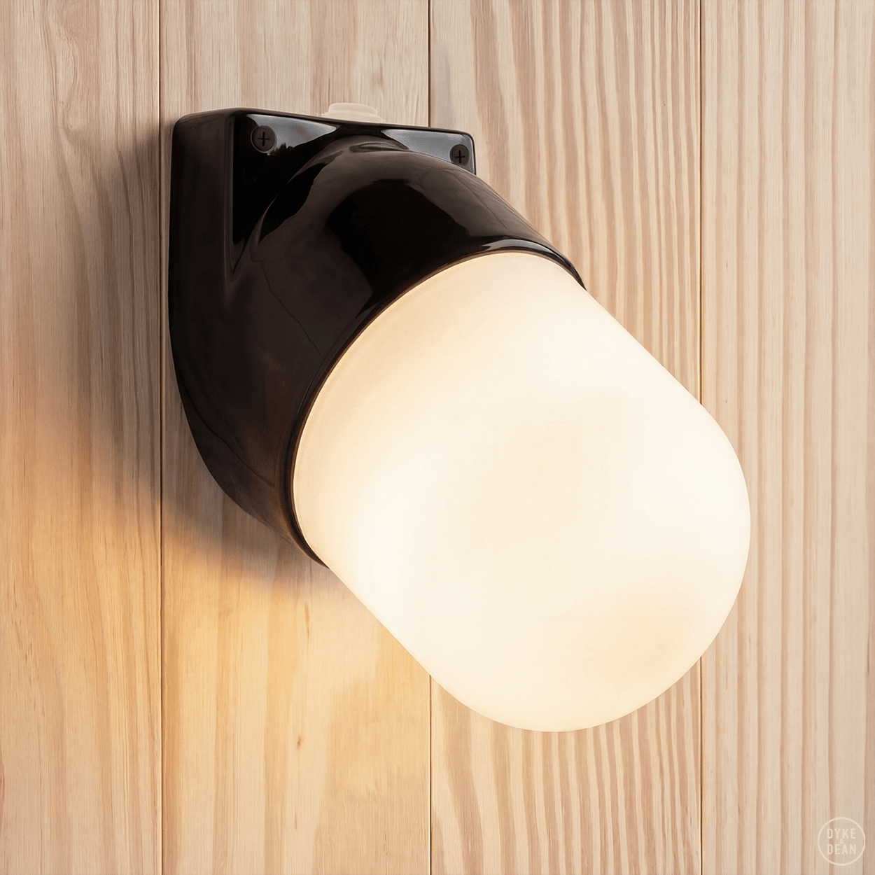 BLACK FROSTED PORCELAIN WATERPROOF ANGLED WALL LIGHT - DYKE & DEAN