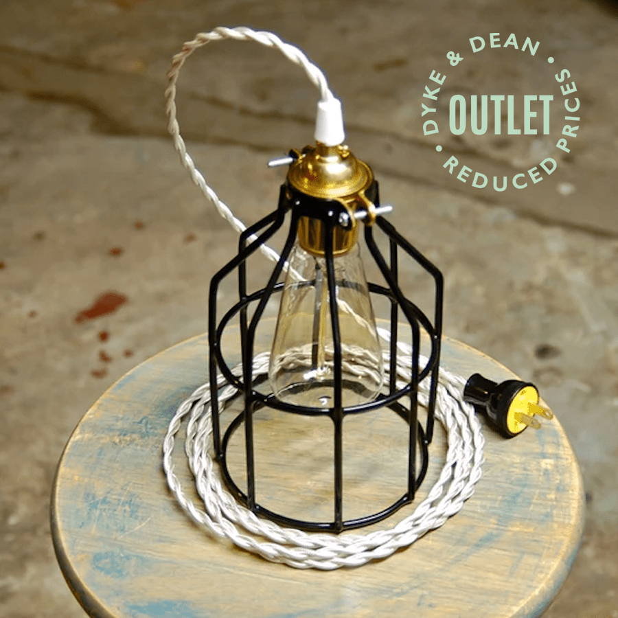 BLACK METAL PENDANT CAGE LIGHT OUTLET - DYKE & DEAN