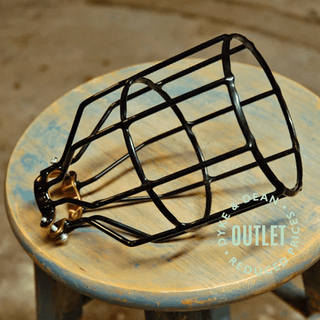 BLACK METAL PENDANT CAGE LIGHT OUTLET - DYKE & DEAN