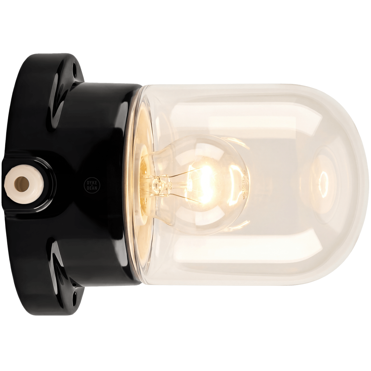 BLACK PORCELAIN CLEAR WATERPROOF WALL LIGHT - DYKE & DEAN