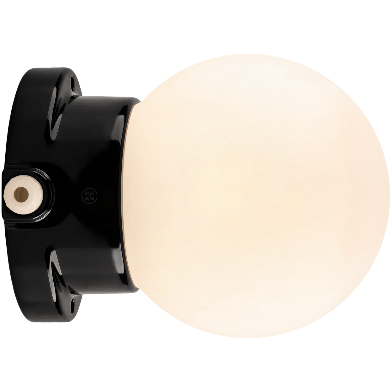 BLACK PORCELAIN GLOBE WATERPROOF WALL LIGHT - DYKE & DEAN