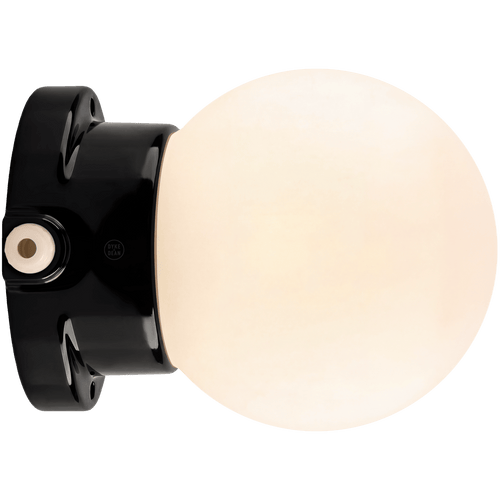 BLACK PORCELAIN GLOBE WATERPROOF WALL LIGHT - DYKE & DEAN