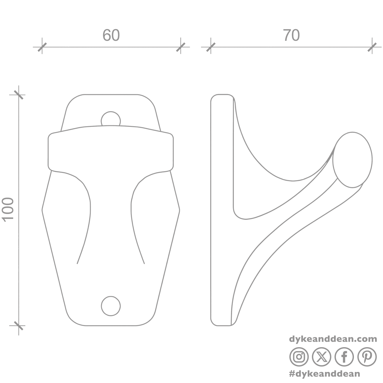 BLACK PORCELAIN WALL HOOK - DYKE & DEAN