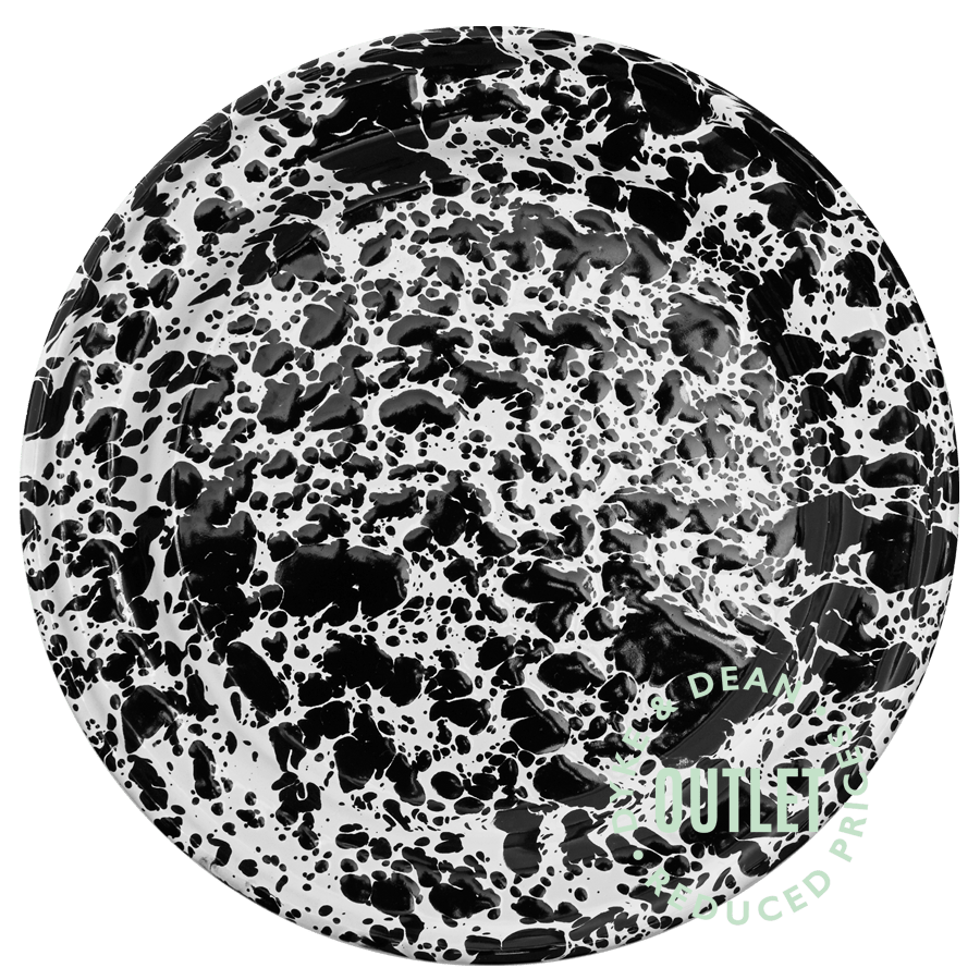 BLACK & WHITE MARBLE SPLATTER WARE ENAMEL SIDE PLATE OUTLET - DYKE & DEAN