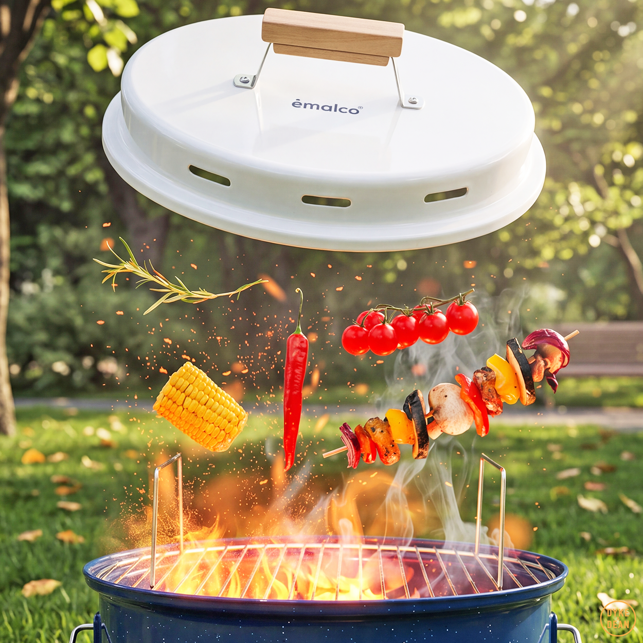 BLUE SPECKLED ENAMEL BARBEQUE - DYKE & DEAN