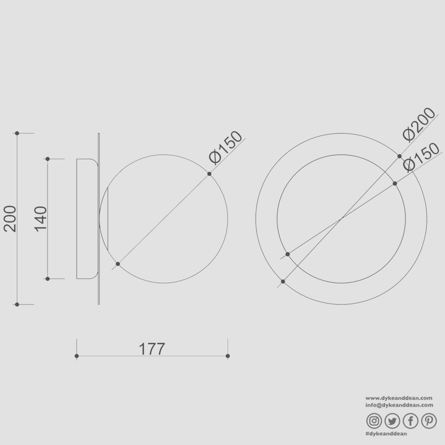 BORRA WATERPROOF WALL LIGHT BLACK - DYKE & DEAN