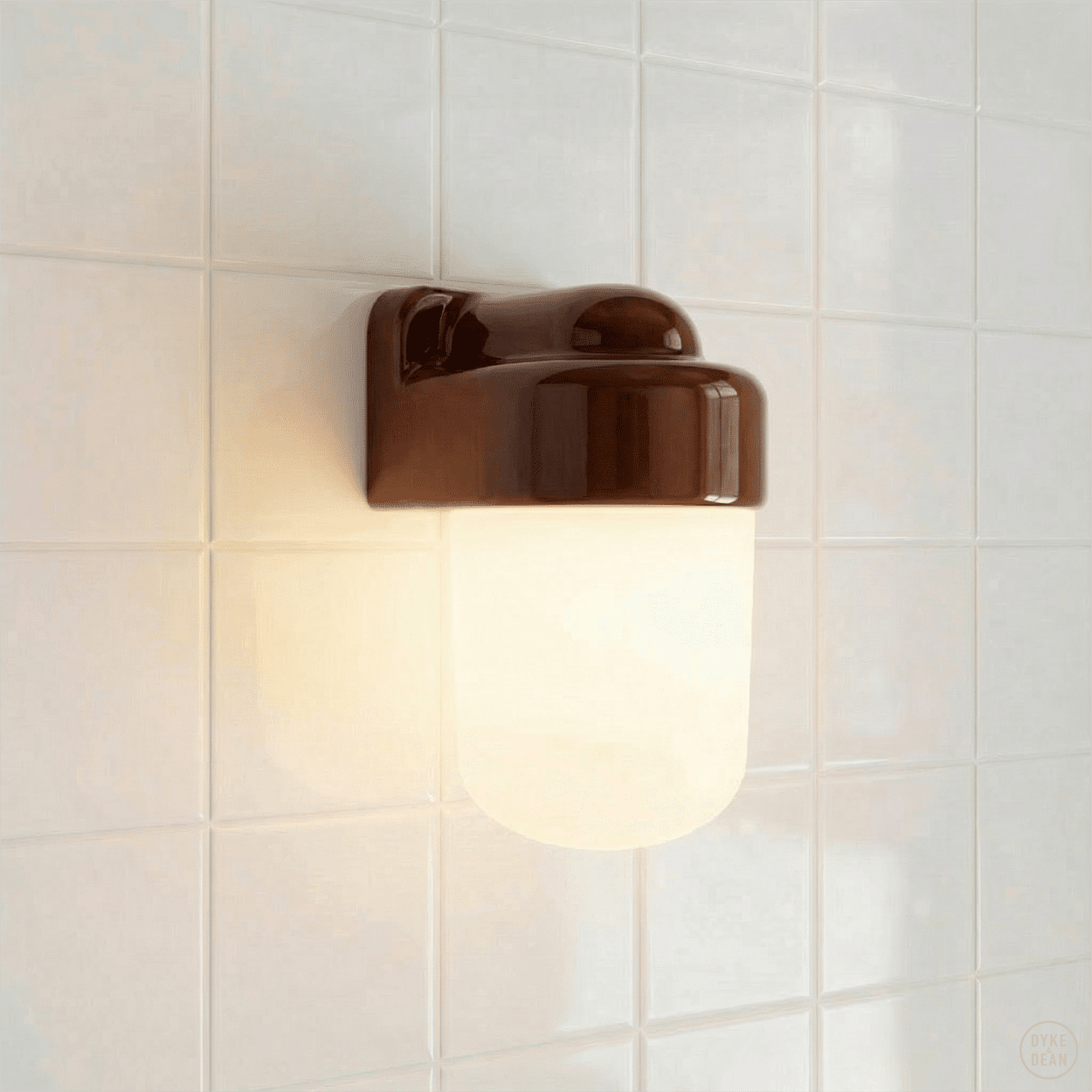 BROWN FROSTED PORCELAIN WATERPROOF SAUNA WALL LIGHT - DYKE & DEAN