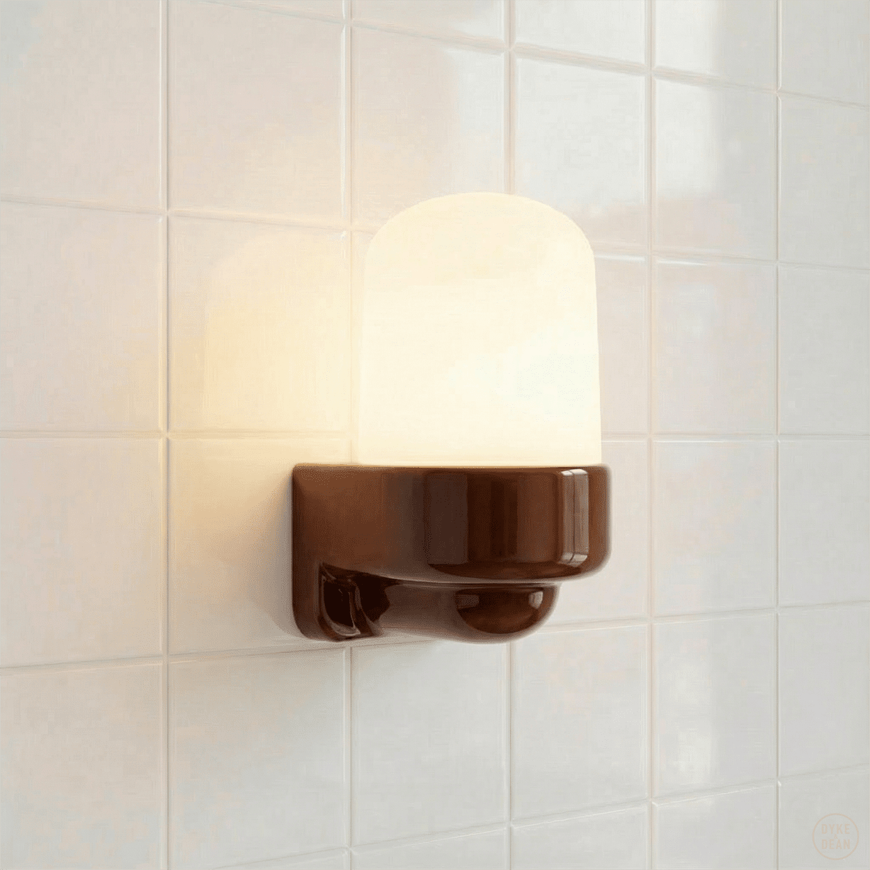 BROWN FROSTED PORCELAIN WATERPROOF SAUNA WALL LIGHT - DYKE & DEAN