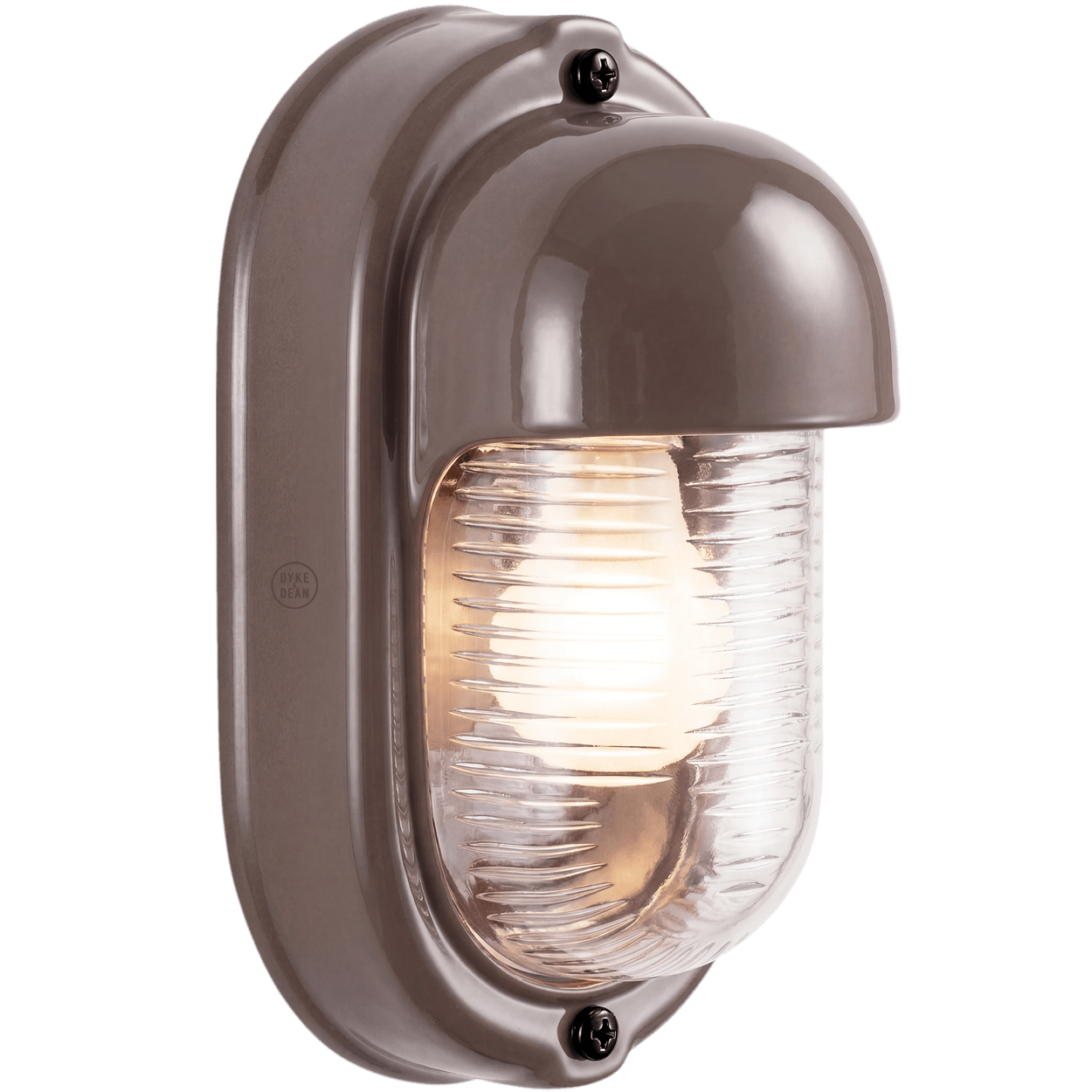 BROWN PORCELAIN VERTICAL BULKHEAD LAMP - DYKE & DEAN