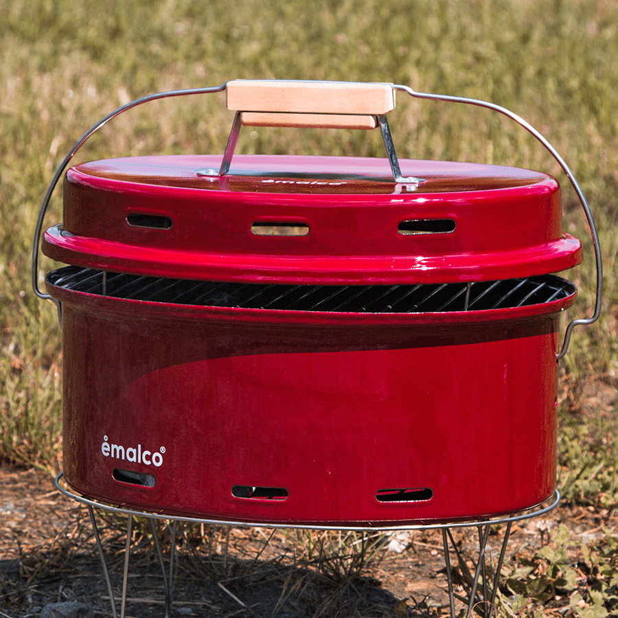 BURGUNDY ENAMEL BARBEQUE - DYKE & DEAN